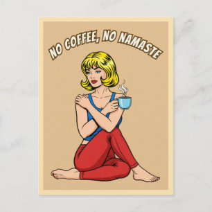 Carte Postale Drôle Rétro Vintage Café Yoga Humour Pop Art