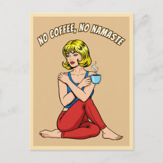 Carte Postale Drôle Rétro Vintage Café Yoga Humour Pop Art