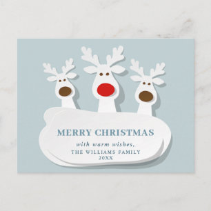 Carte Postale Drôle Rindeers Joyeux Noël de voeux vacances