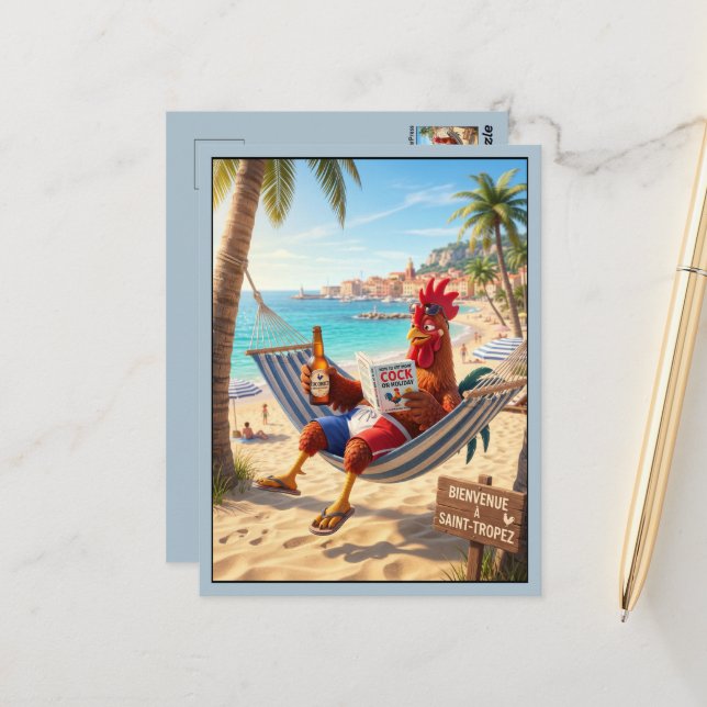 Carte Postale Drôle Saint-Tropez France (Devant/Arrière en situation)