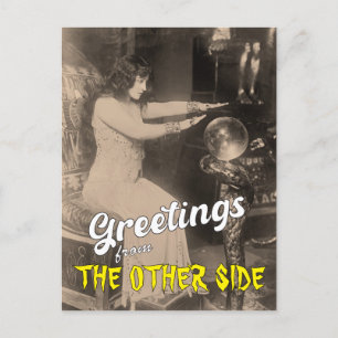 Carte Postale Drôle salutations Vintages Crystal Ball Halloween