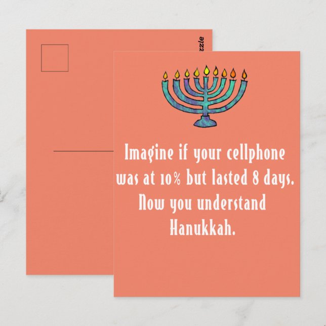 Carte Postale Drôle Sarcastique Hanoukka Chanukah Citation de té (Devant / Derrière)