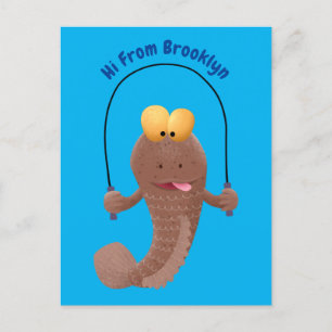 Carte Postale Drôle sauter boudskipper poisson dessin animé
