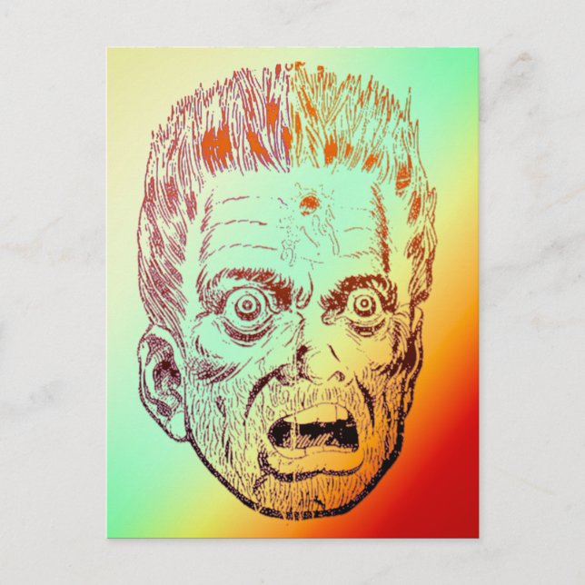 Carte Postale Drôle Scary Retro Halloween Face Comic Face Face (Devant)