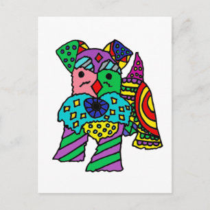 Carte Postale Drôle Schnauzer Chien de la miniature Art Abstrait