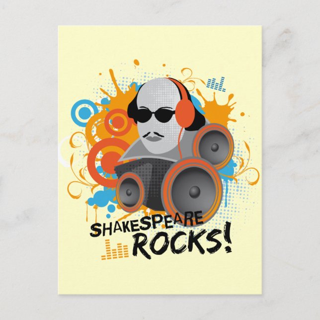 Carte Postale Drôle Shakespeare Slogan Cadeau "Shakespeare Rocks (Devant)