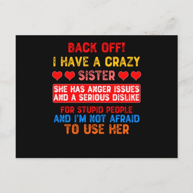 Carte Postale Drôle Soeur Dit (Devant)