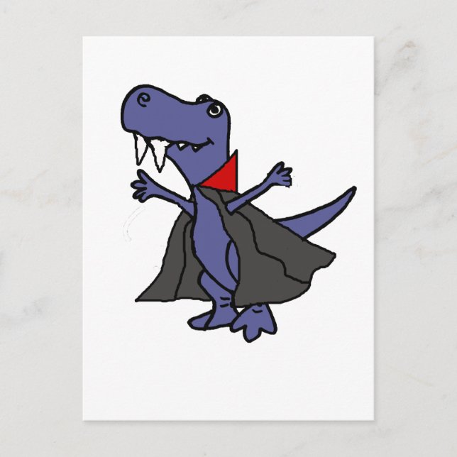 Carte Postale Drôle T-rex Dinosaur Vampire dessin (Devant)