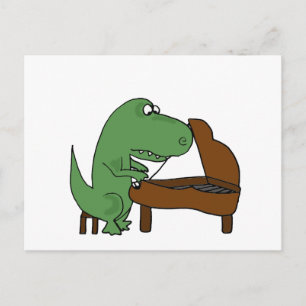Carte Postale Drôle T-Rex Dinosaure Jouer Piano