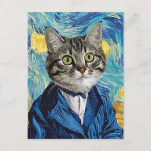 Carte Postale Drôle tableau de visage de chat