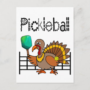 Carte Postale Drôle Turquie jouant au Pickleball Thanksgiving