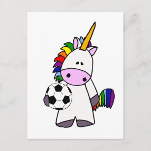 Carte Postale Drôle Unicorne Jouer Caricature de football