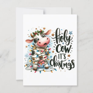 Carte Postale Drôle Vache de Noël Vache sainte C'est Noël