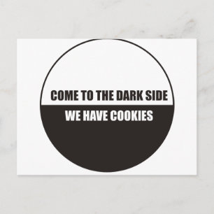 Carte Postale Drôle - Venez dans le noir nous avons des cookies