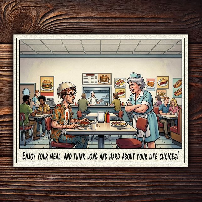 Carte Postale Drôle Vie de Serveuse Restaurant Humour  (Créateur téléchargé)