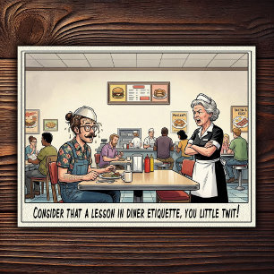 Carte Postale Drôle Vie de Serveuse Restaurant Humour 