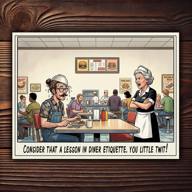 Carte Postale Drôle Vie de Serveuse Restaurant Humour  (Créateur téléchargé)