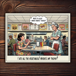 Carte Postale Drôle Vie de Serveuse Restaurant Humour