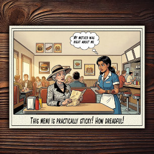 Carte Postale Drôle Vie de Serveuse Restaurant Humour 