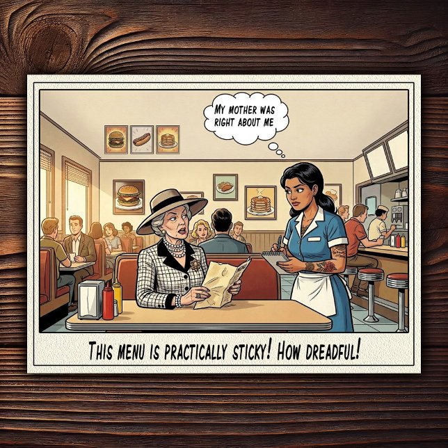 Carte Postale Drôle Vie de Serveuse Restaurant Humour  (Créateur téléchargé)