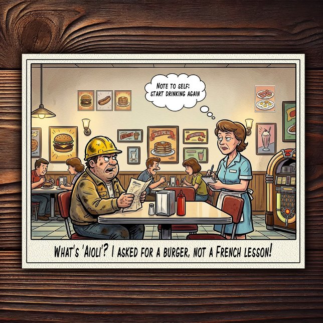 Carte Postale Drôle Vie de Serveuse Restaurant Humour  (Créateur téléchargé)