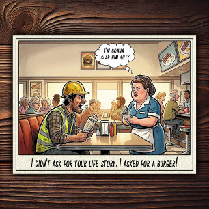 Carte Postale Drôle Vie de Serveuse Restaurant Humour 