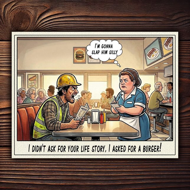 Carte Postale Drôle Vie de Serveuse Restaurant Humour  (Créateur téléchargé)