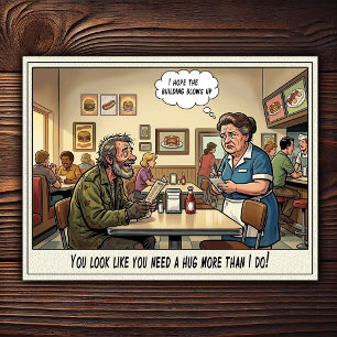 Carte Postale Drôle Vie de Serveuse Restaurant Humour 
