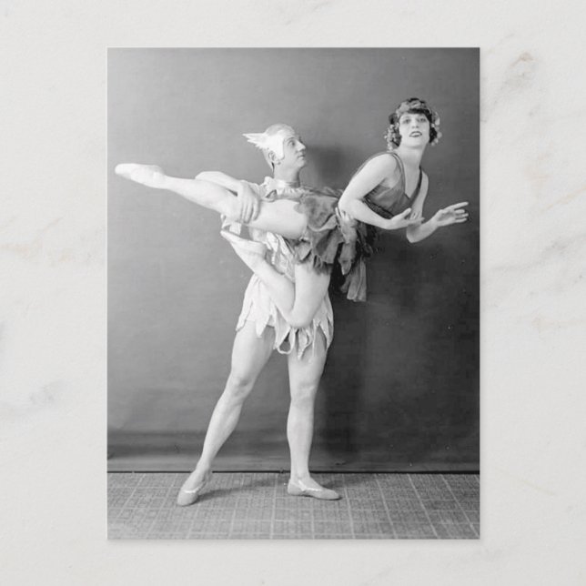 Carte Postale Drôle Vintage Dancer Duo Flying Vaudeville (Devant)