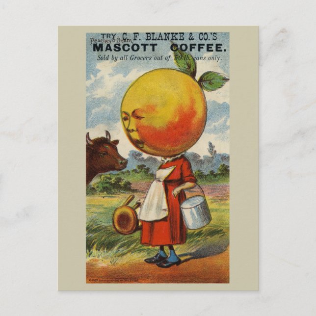 Carte Postale Drôle Vintage publicité de café rétro (Devant)