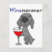 Drôle Weimaraner Chien Boire du vin rouge
