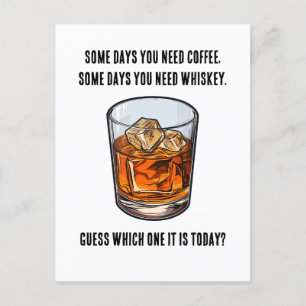 Carte Postale Drôle Whiskey Tumbler - Café ou Whiskey?