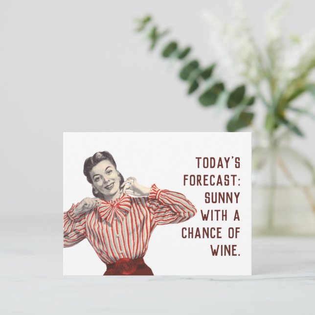 Carte Postale Drôle Wine Prévision Femme Vintage (Debout devant)