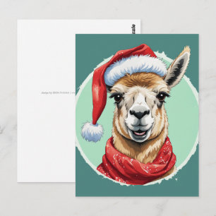 Carte Postale Drôles d'animaux pour Noël - Lama 1