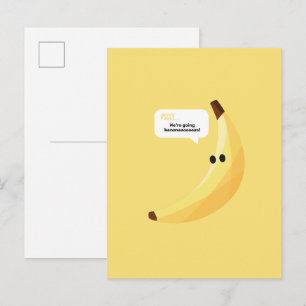 Carte Postale Drôles de faveurs de fête à la banane rétro avec j