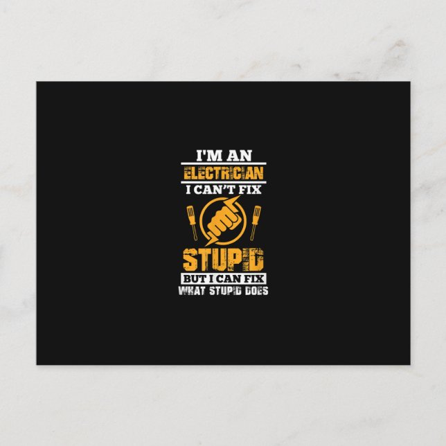 Carte Postale Drôles Électriciens Masculins Im Un Électricien Je (Devant)