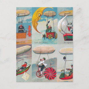 Carte Postale drôles machines aériennes steampunk inventions lou