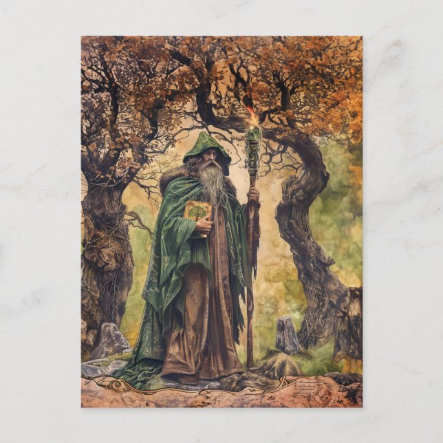 Carte Postale Druide Prêtre sage celtique de la nature (Devant)