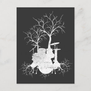 Carte Postale Drum Tree Nature Musique Lover Drummer Art