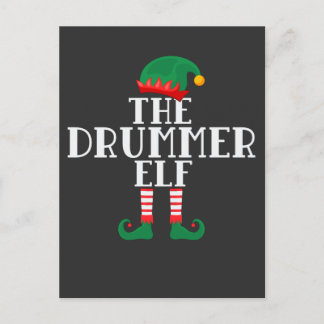 Carte Postale Drummer Elf Funny Christmas Drum Design