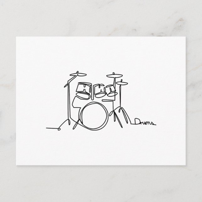 Carte Postale Drummer Music Design Drums One-Line (Devant)