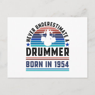 Carte Postale Drummer né 1954 70e anniversaire Drumming Cadeau p