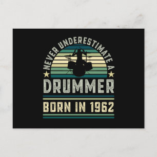 Carte Postale Drummer né 1963 60e anniversaire Drumming Dons