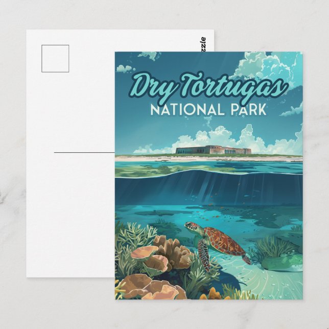 Carte Postale Dry Tortugas Parc National Floride Turtle (Devant / Derrière)