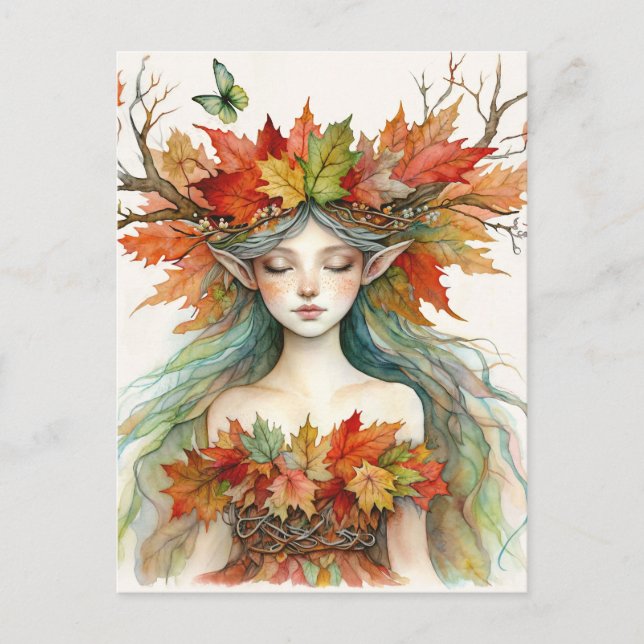 Carte Postale Dryad in Autumn Fairy-core Postcard (Devant)