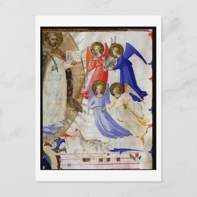 Carte Postale ds 558 f.67v St. Dominic avec quatre anges musicau (Devant)
