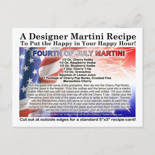 Carte postale du 4 juillet Martini Recette (Devant)