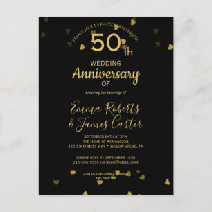 Carte postale du 50e anniversaire Noir & Or