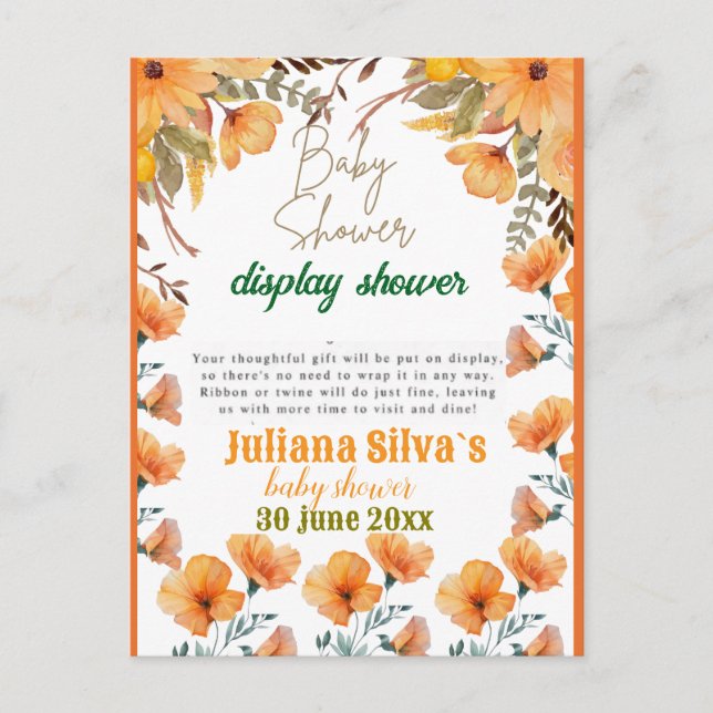 carte postale du baby shower d'affichage du code q (Devant)