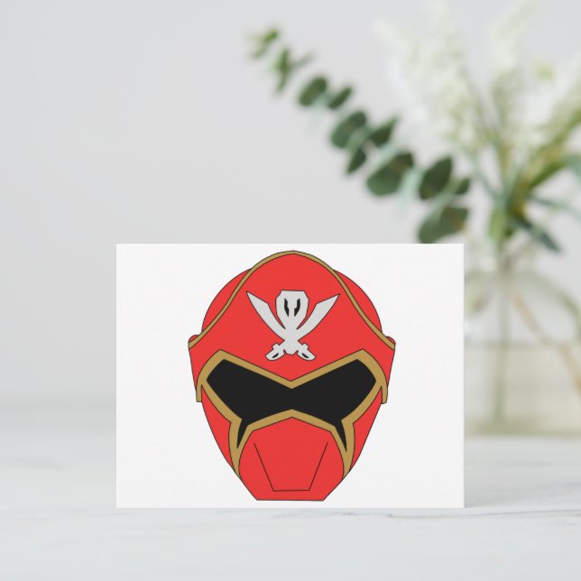 Carte postale du casque rouge super mega Gokai (Debout devant)